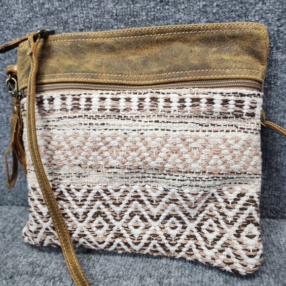 Myra Bag Contentment Small Crossbody Bag Upcycled Canvas Leather & Rug Western - Picture 4 of 14